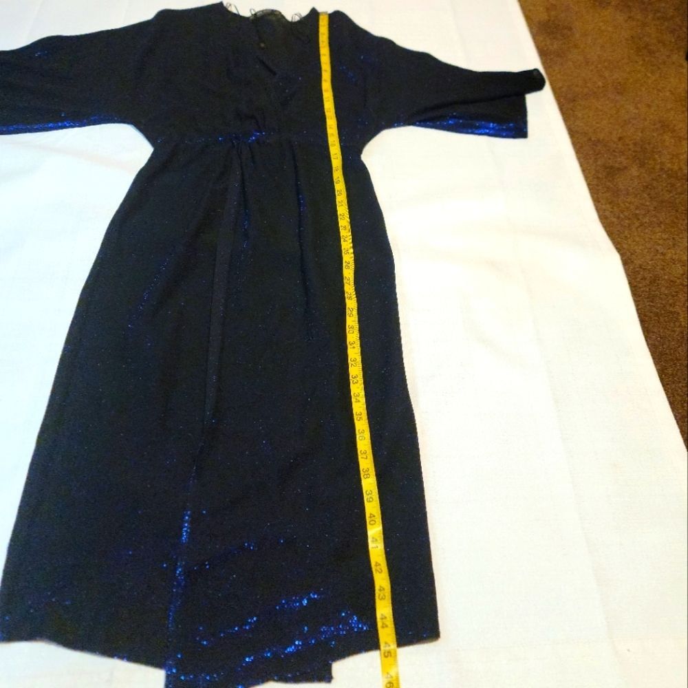 Zara Blue Shimmer Sparkle Lurex V-Neck Crossover Midi Dress Cocktail Size XS - Picture 8 of 13